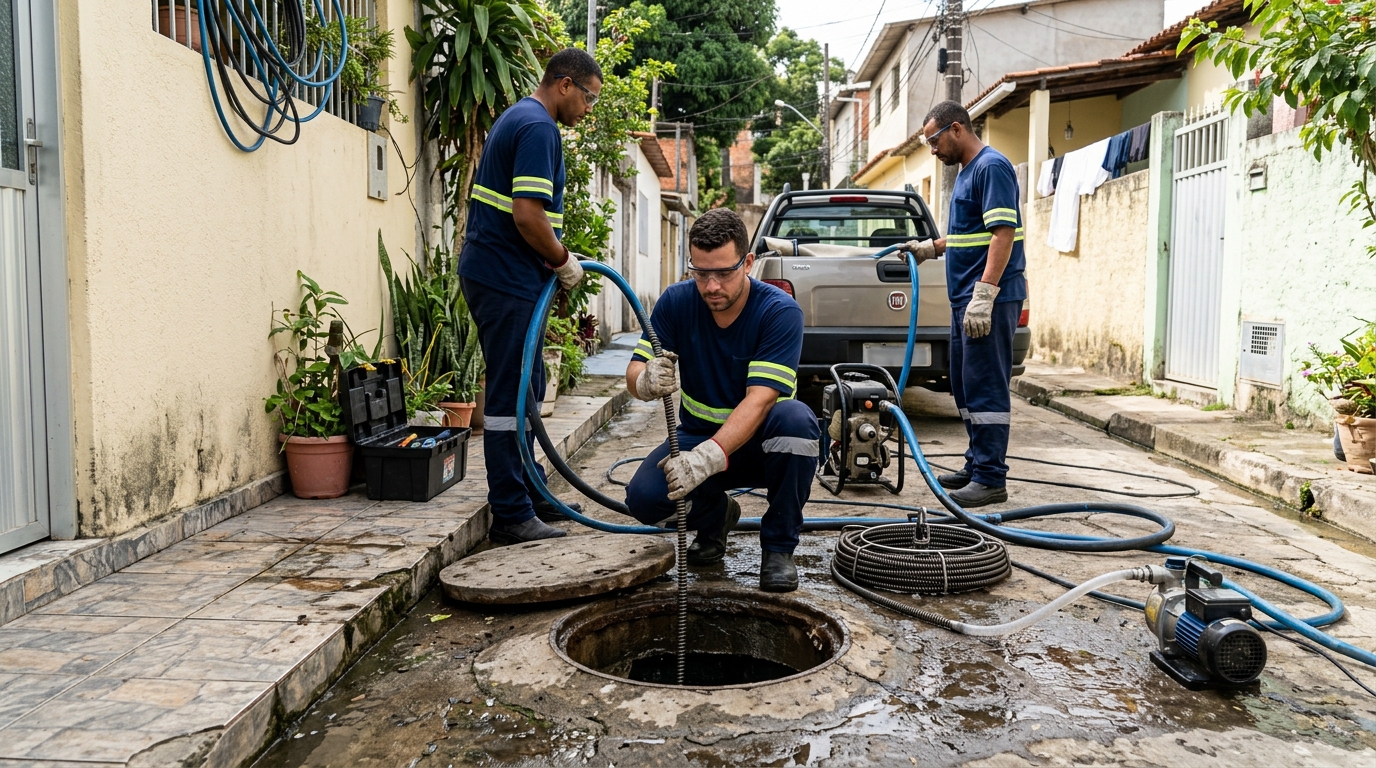 Desentupimento de esgoto com hidrojateamento em Indaiatuba-SP