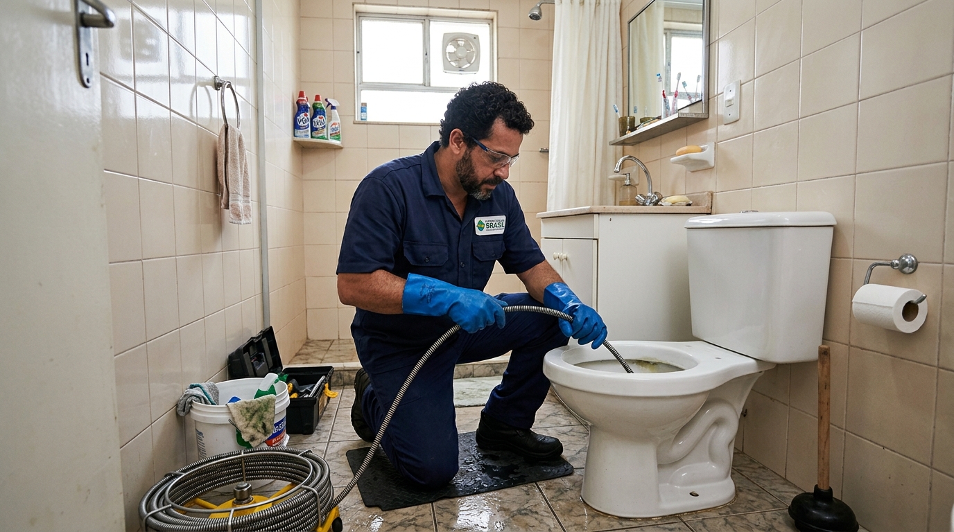 Desentupimento de vaso com equipamento em Indaiatuba-SP